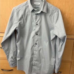 Calvin Klein Gray Dress Shirt Classic Button-Down